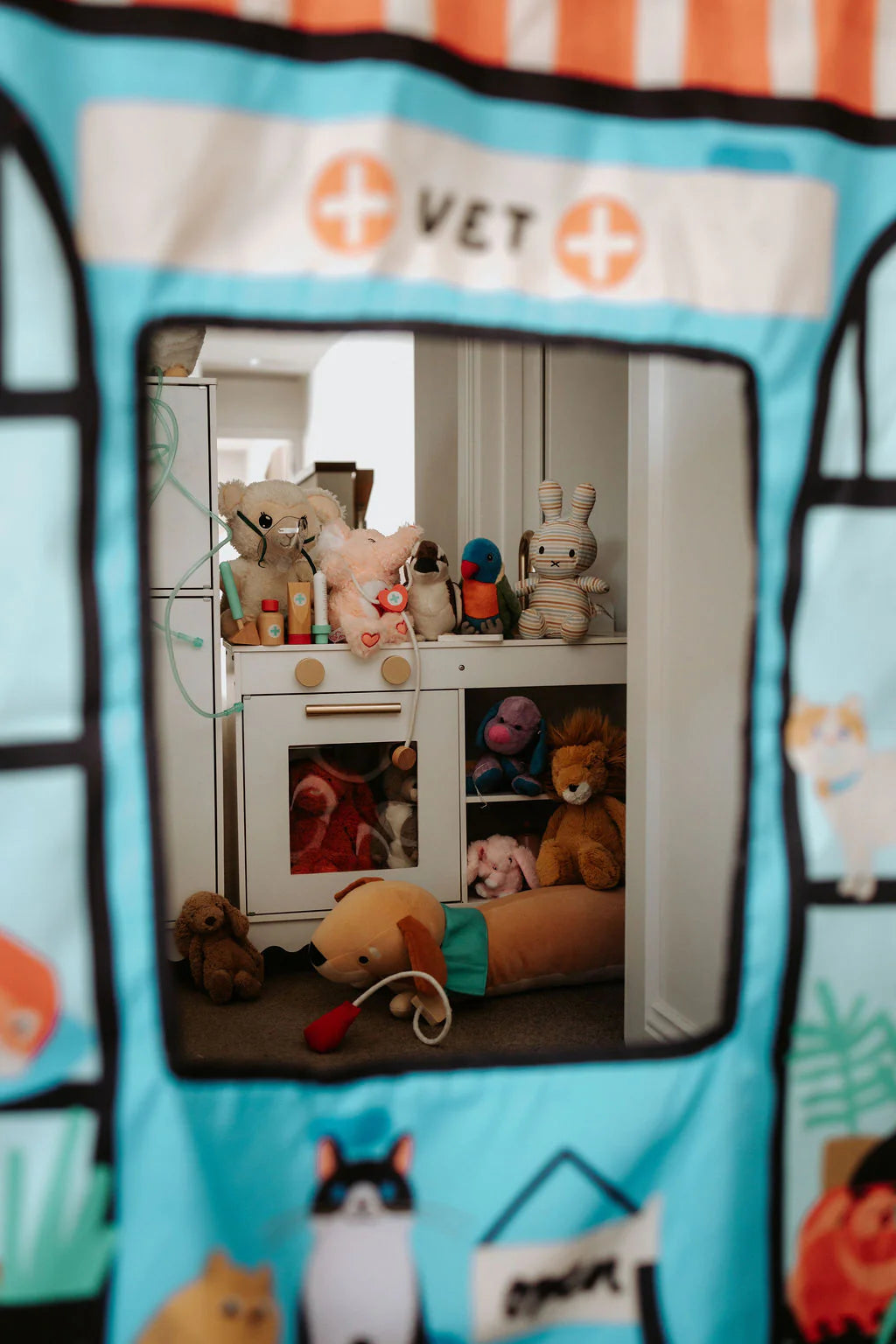 THE COZY CUBE PLAY PANELS REVERSIBLE PET SHOP AND VET