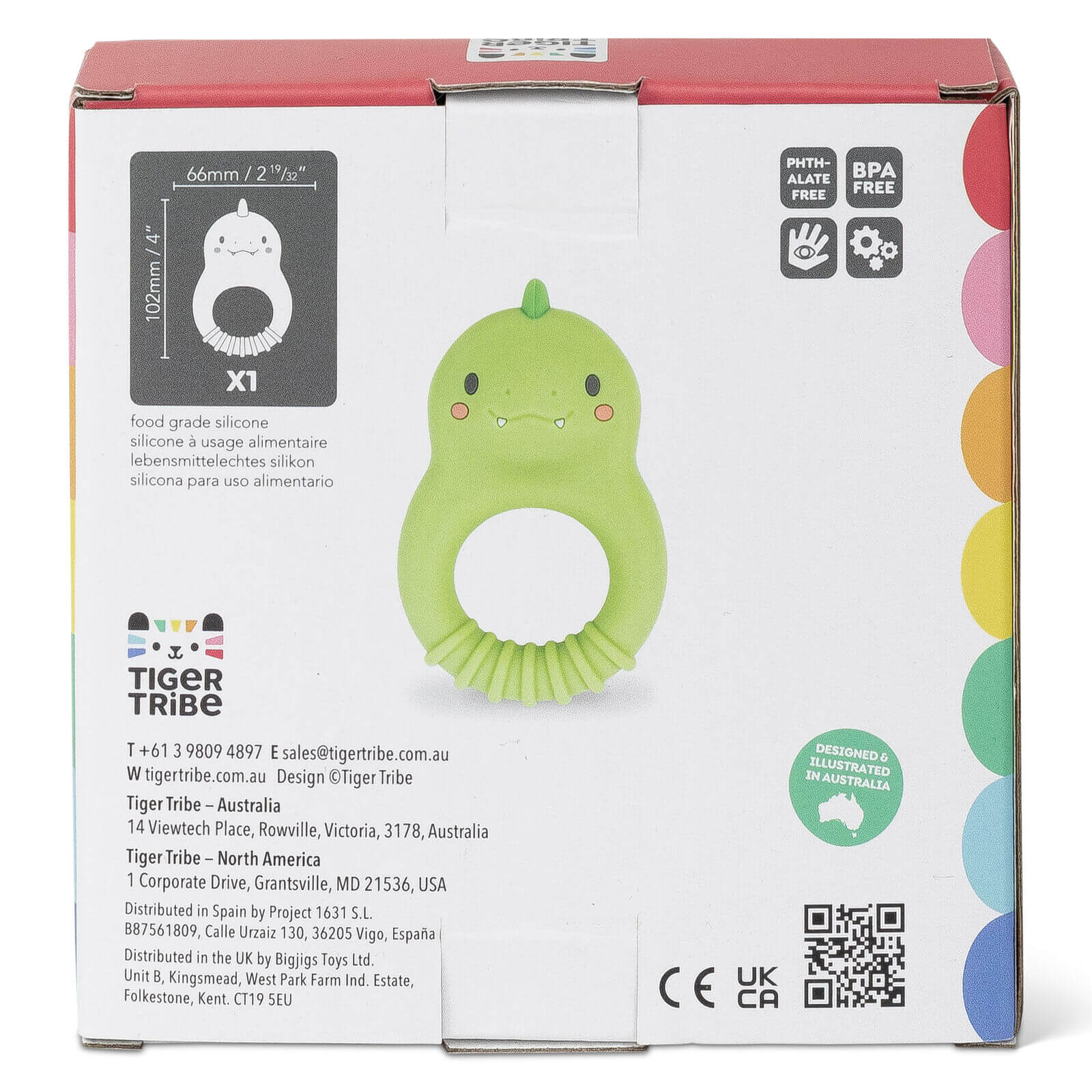 TIGER TRIBE SILICONE TEETHER DINO