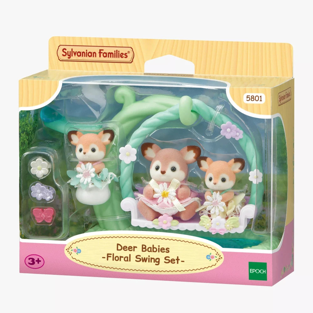SYLVANIAN FAMILIES DEER BABIES FLORAL SWING SET