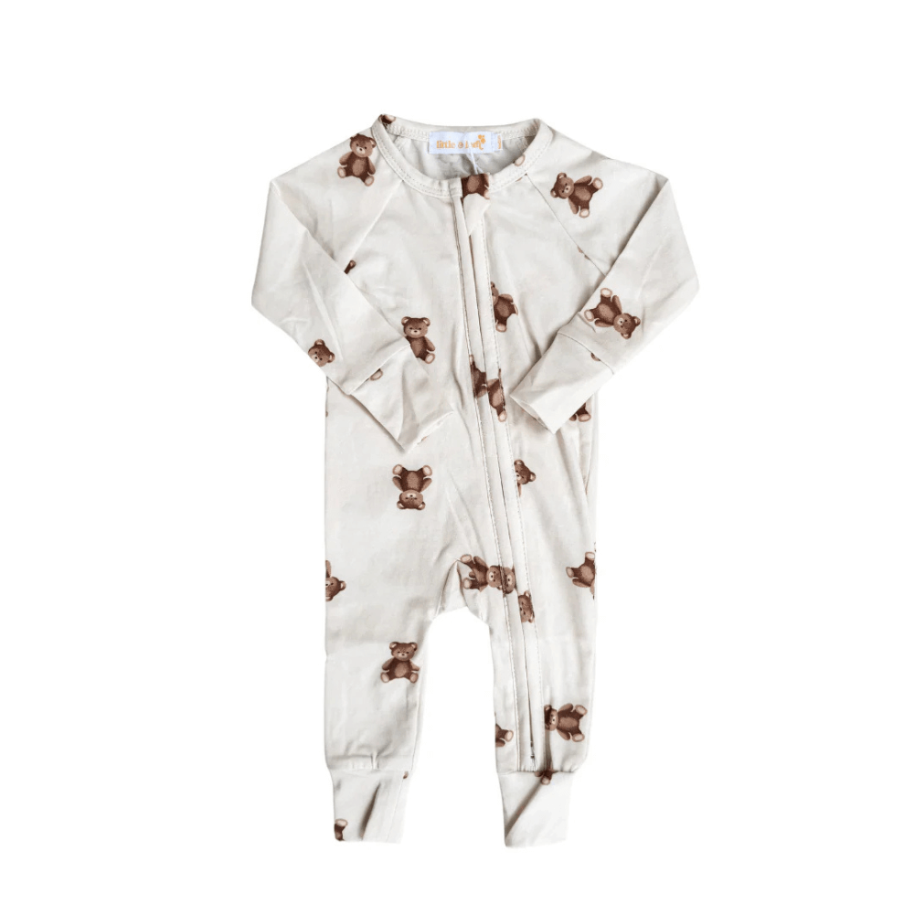 LITTLE AND FERN TEDDIES ZIP ROMPER