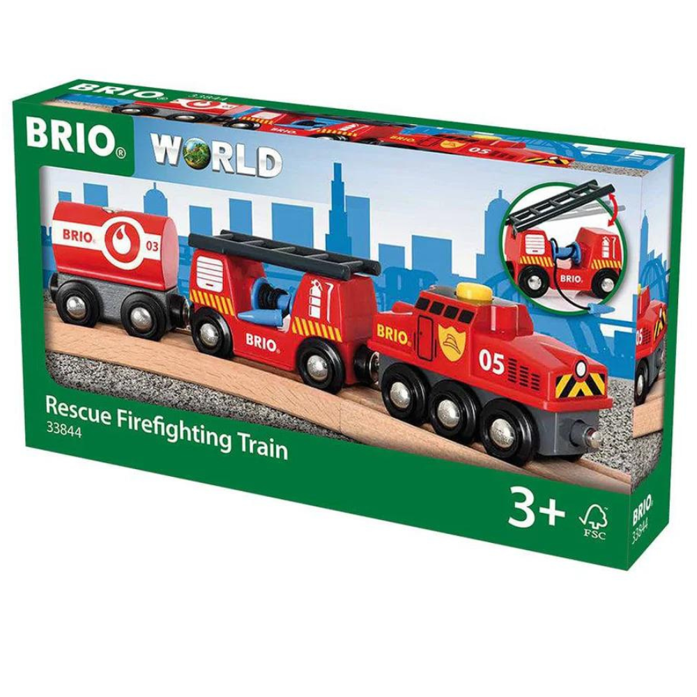 BRIO RESCUE FIREFIGHTING TRAIN, 4 PIECES