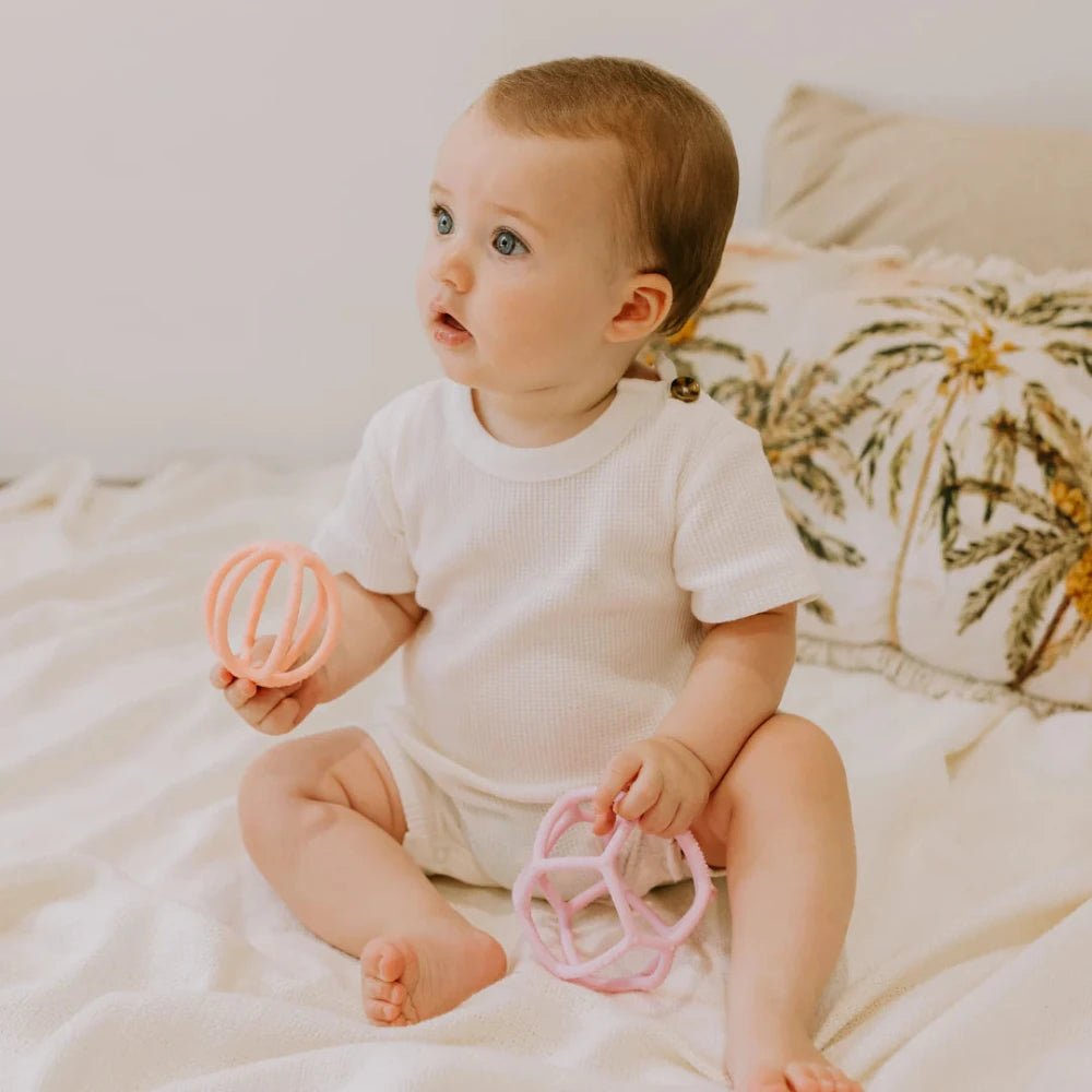JELLYSTONE DESIGNS SILICONE SENSORY BALL 2 PACK BUBBLEGUM AND PEACH