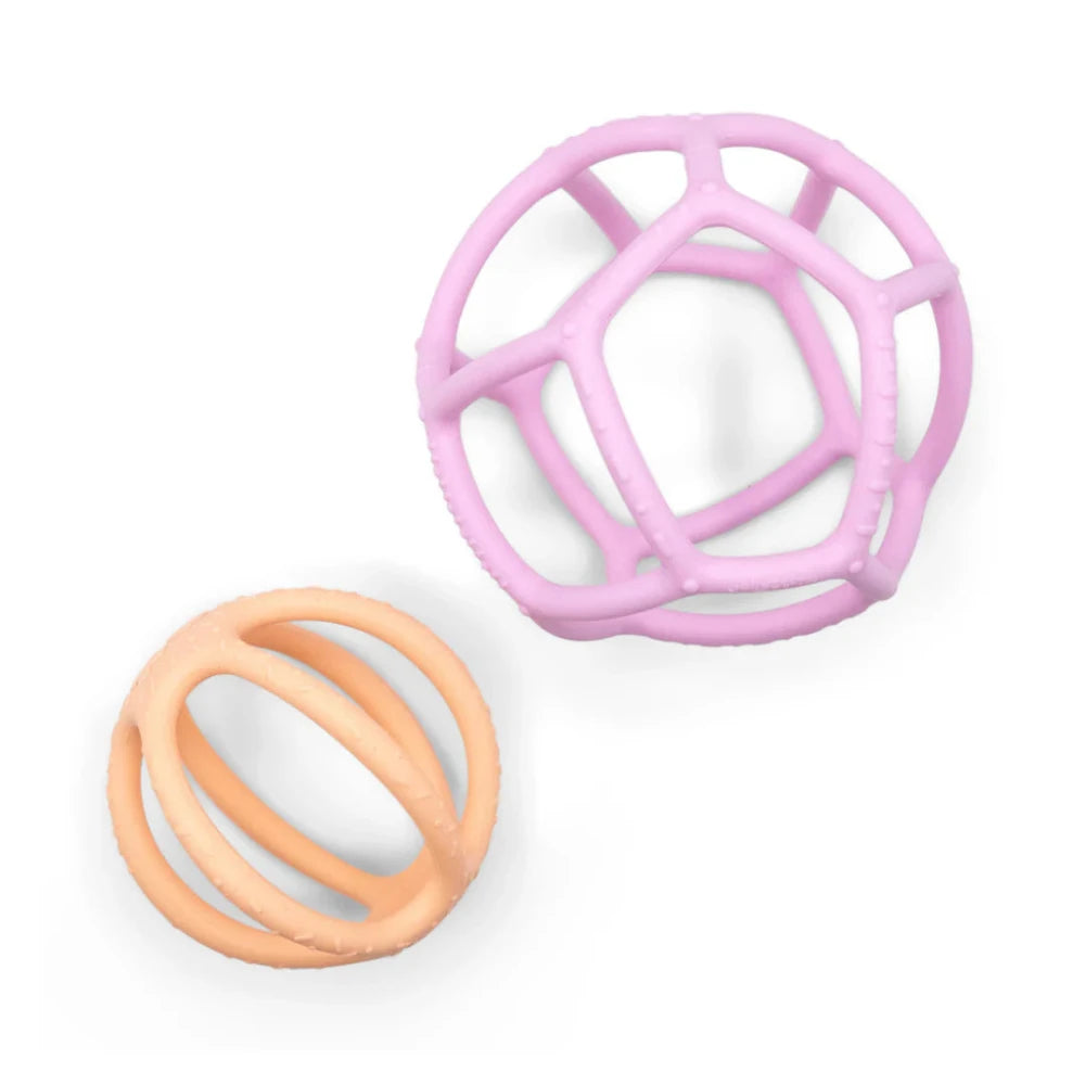 JELLYSTONE DESIGNS SILICONE SENSORY BALL 2 PACK BUBBLEGUM AND PEACH
