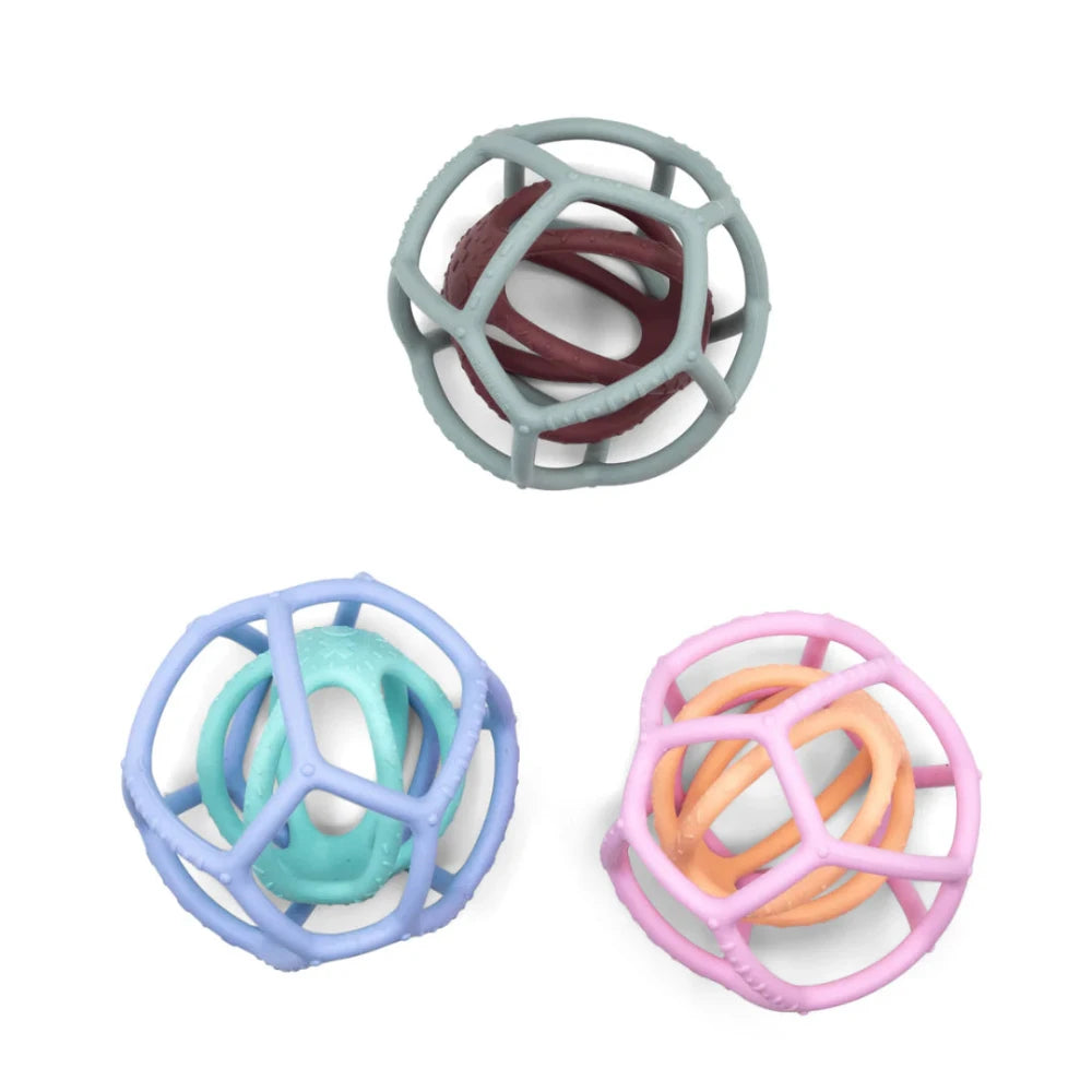 JELLYSTONE DESIGNS SILICONE SENSORY BALL 2 PACK SOFT BLUE AND MINT