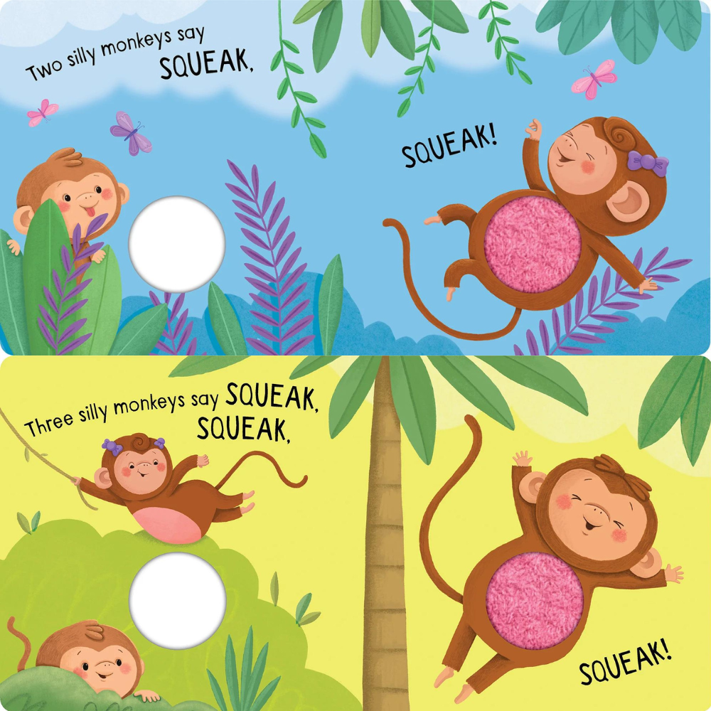 LAKE PRESS BOOKS SQUEAKY PLUSH BOOK FIVE SILLY MONKEYS