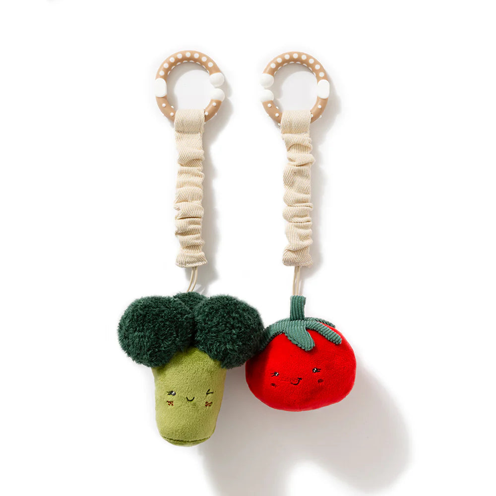 LIVING TEXTILES MINI MARKET PRAM TOY 2PC BROCCCOLI AND TOMATO
