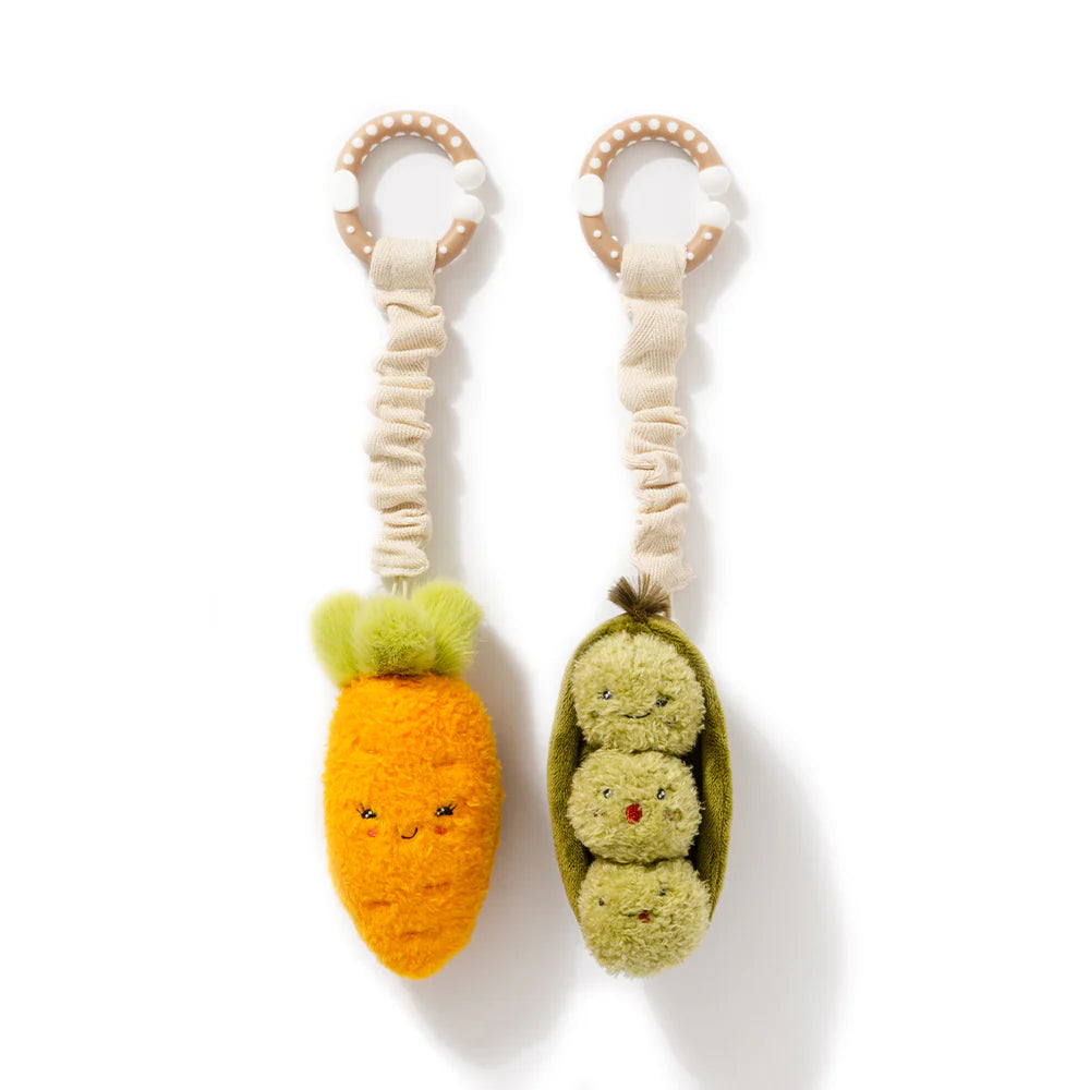 LIVING TEXTILES MINI MARKET PRAM TOY 2PC GREEN PEAS AND CARROT