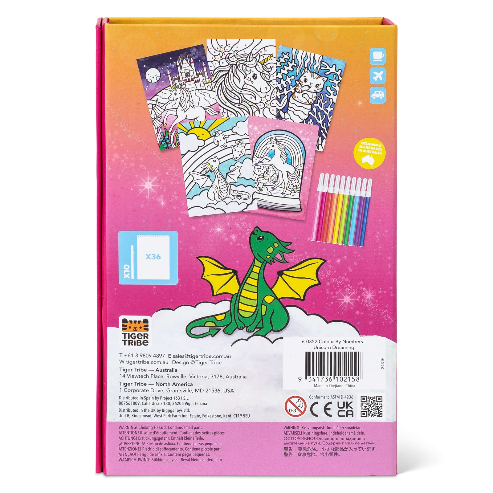 TIGER TRIBE COLOUR BY NUMBERS UNICORN DREAMING