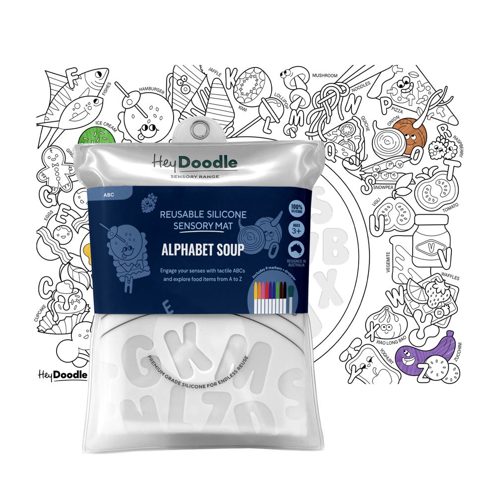 HEY DOODLE PLACEMAT ALPHABET SOUP