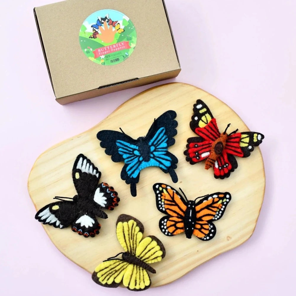 TARA TREASURES FELT FINGER PUPPETS SET BUTTERFLY