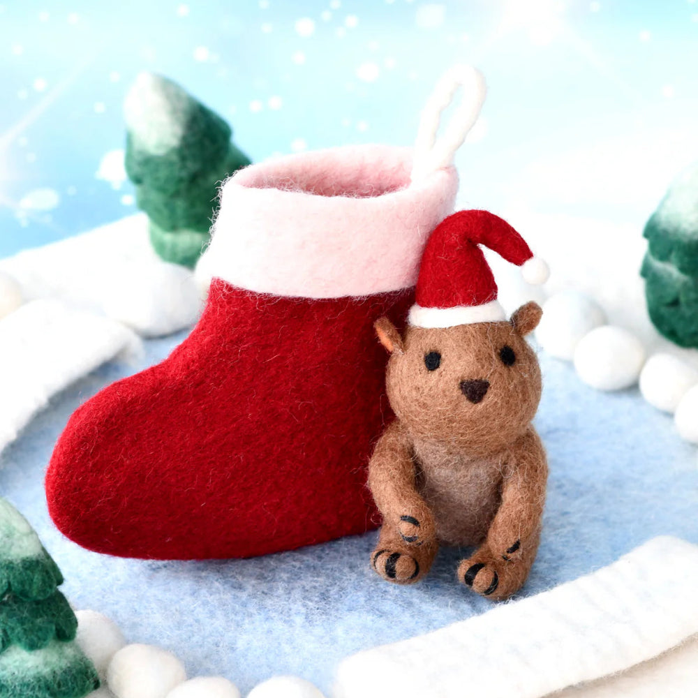 TARA TREASURES FELT WOMBAT IN STOCKING TOY