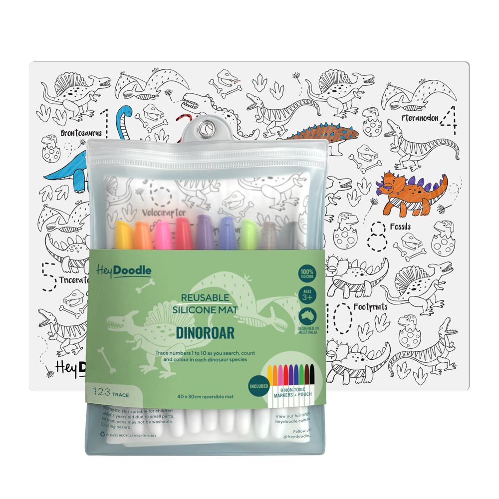 HEY DOODLE PLACEMAT 123 DINO ROAR