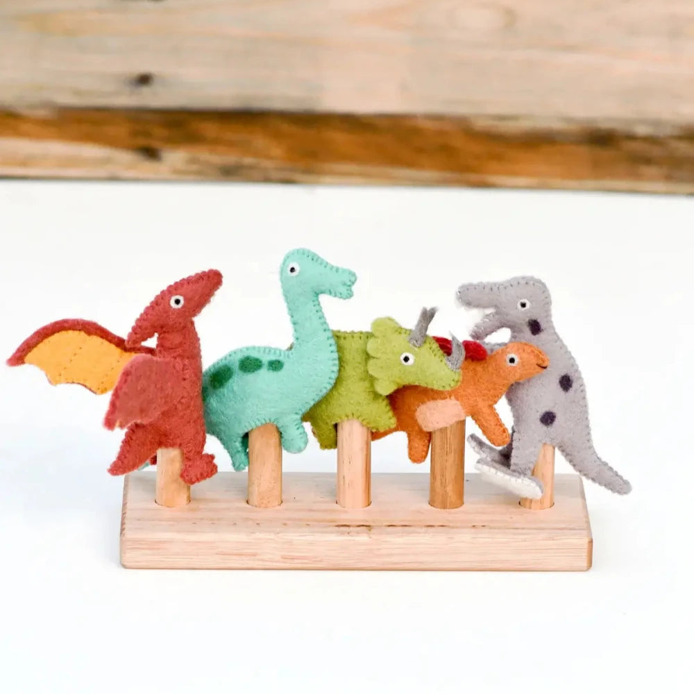 TARA TREASURES FELT DINOSAUR FINGER PUPPETS SET