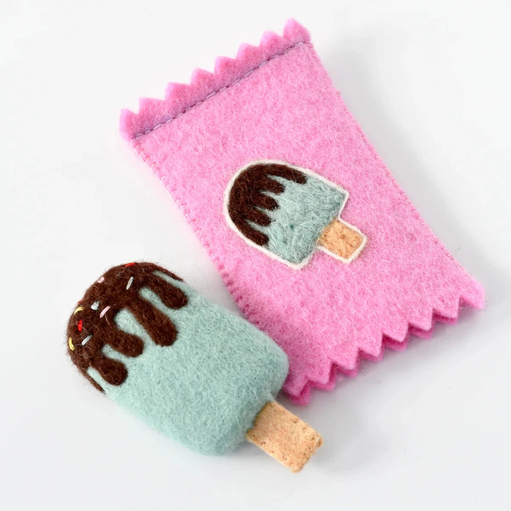 TARA TREASURES FELT MINT ICE CREAM POPSICLE WITH WRAPPER