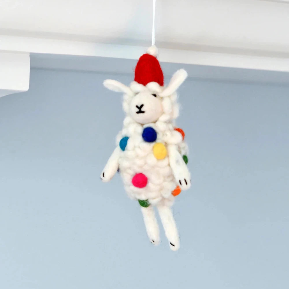 TARA TREASURES FELT SHEEP CHRISTMAS ORNAMENT