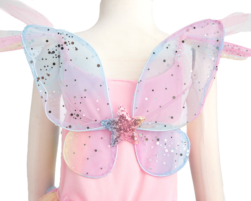 GREAT PRETENDER RAINBOW FAIRY DRESS WITH WINGS SIZE 5-6
