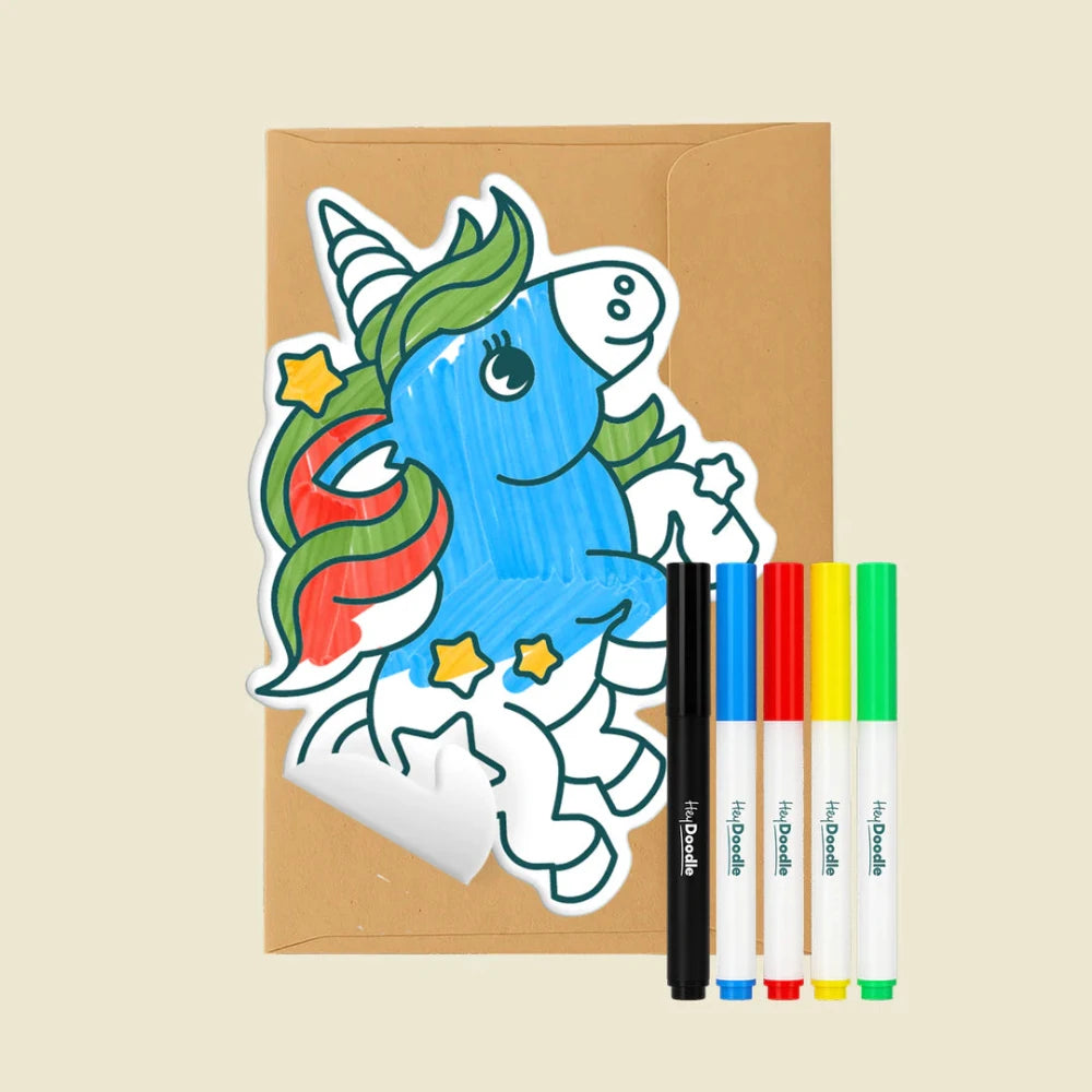 HEY DOODLE UKI UNICORN FOREVER GREETING CARD