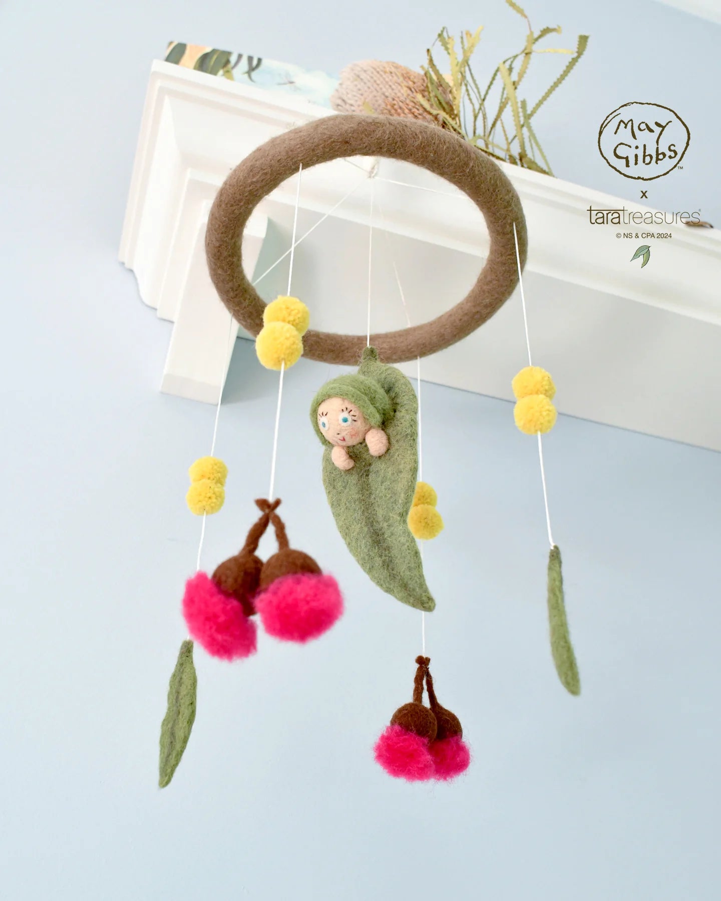 TARA TREASURES FELT MAY GIBBS GUMNUT BABY COT MOBILE