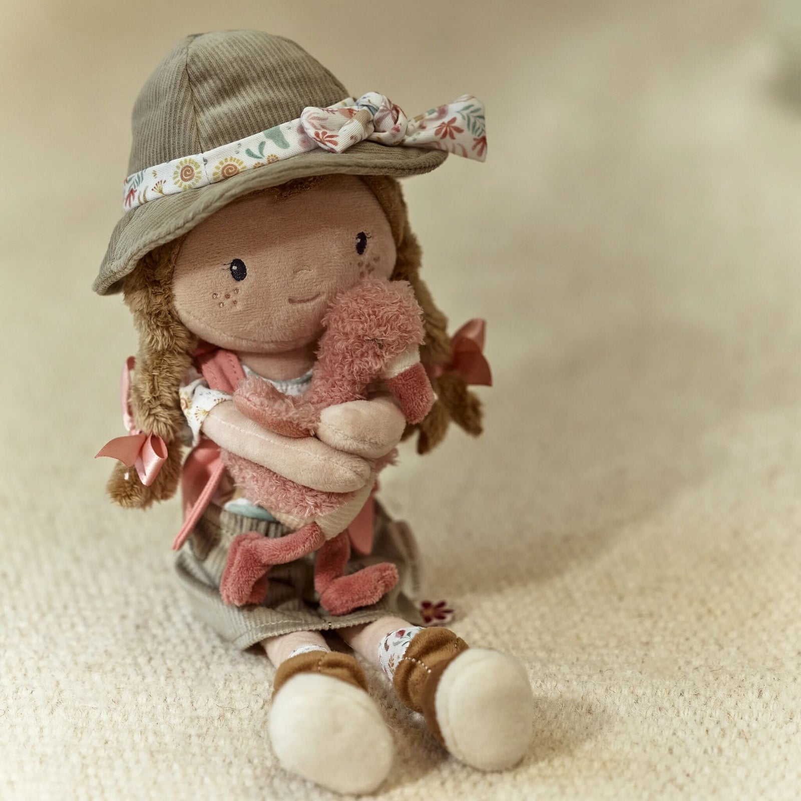 LITTLE DUTCH SAFARI FRIENDS RANGER ROSA WITH FLAMINGO CUDDLE DOLL