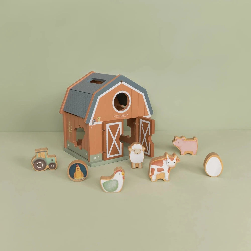 LITTLE DUTCH WOODEN FARM SHAPE SORTER