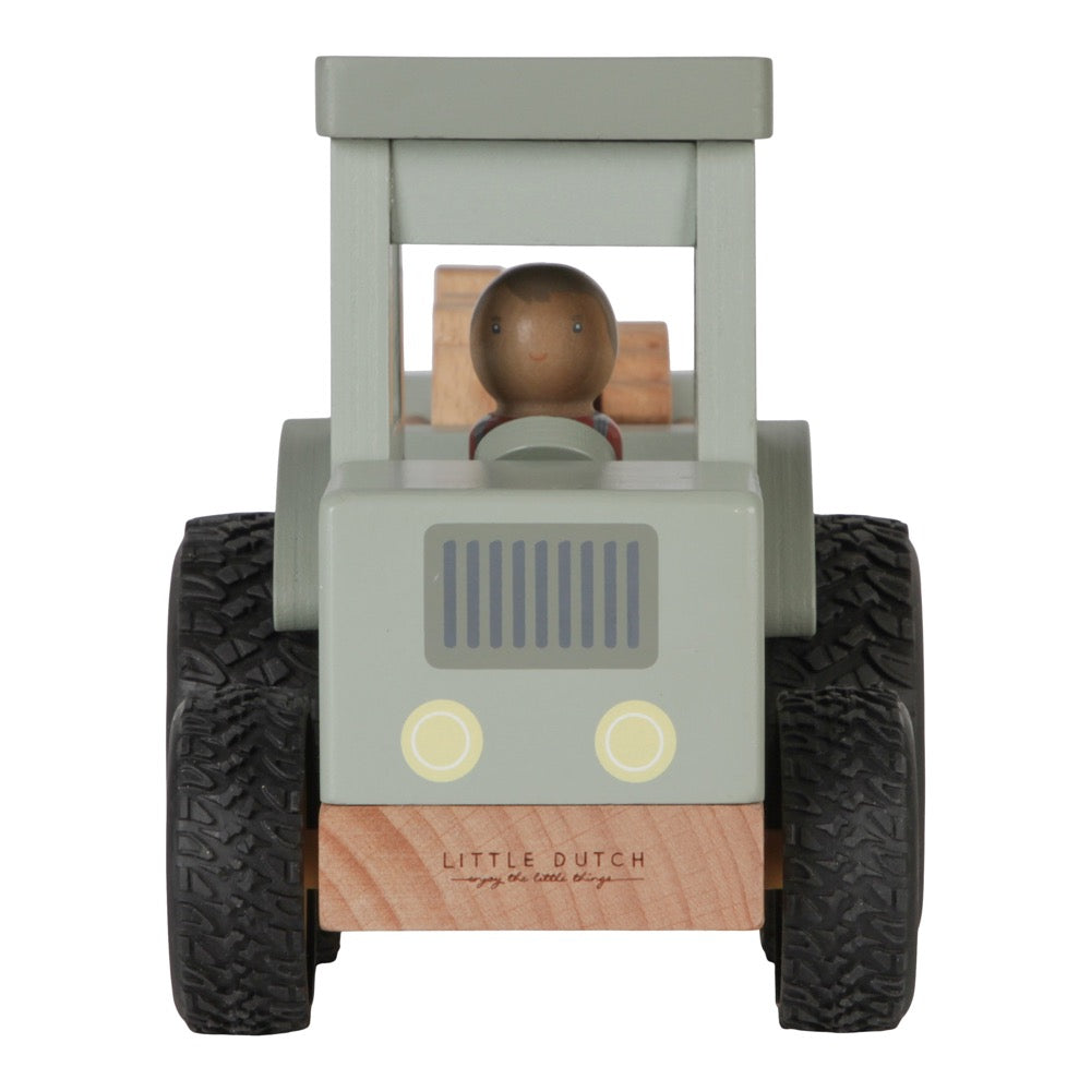LITTLE DUTCH LITTLE FARM WOODEN TRACTOR WITH TRAILER