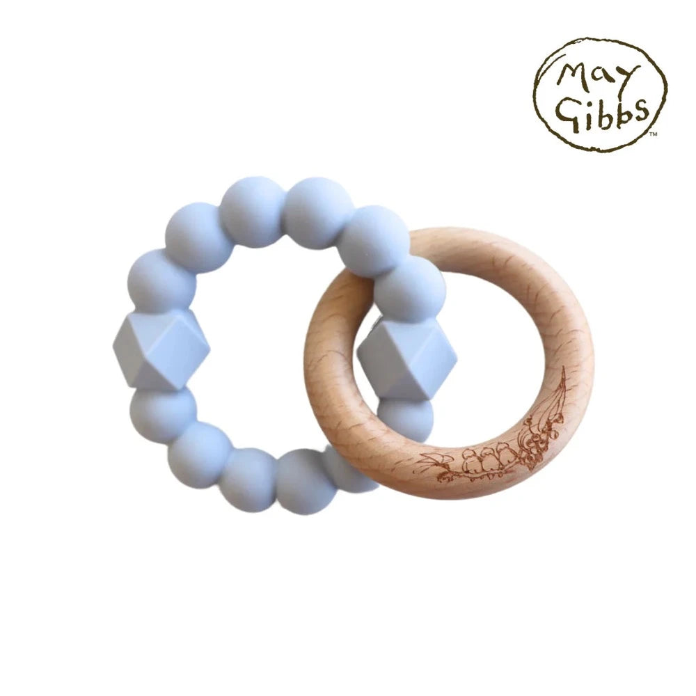 JELLYSTONE DESIGNS MAY GIBBS SILICONE MOON TEETHER SOFT BLUE
