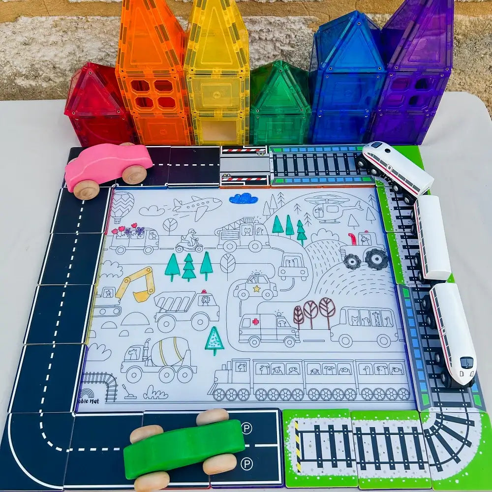 LEARN AND GROW MAGNETIC ROAD TILE TOPPERS 40 PC