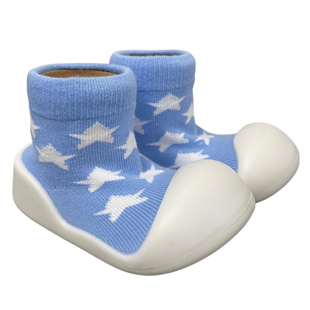 Little Eaton RUBBER SOLED SOCKS 12-18MTHS STAR BLUE
