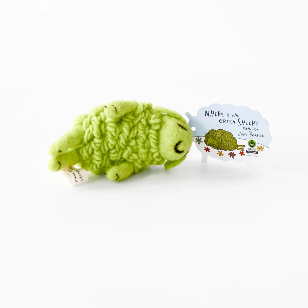 TARA TREASURES FELT GREEN SLEEPING SHEEP SMALL