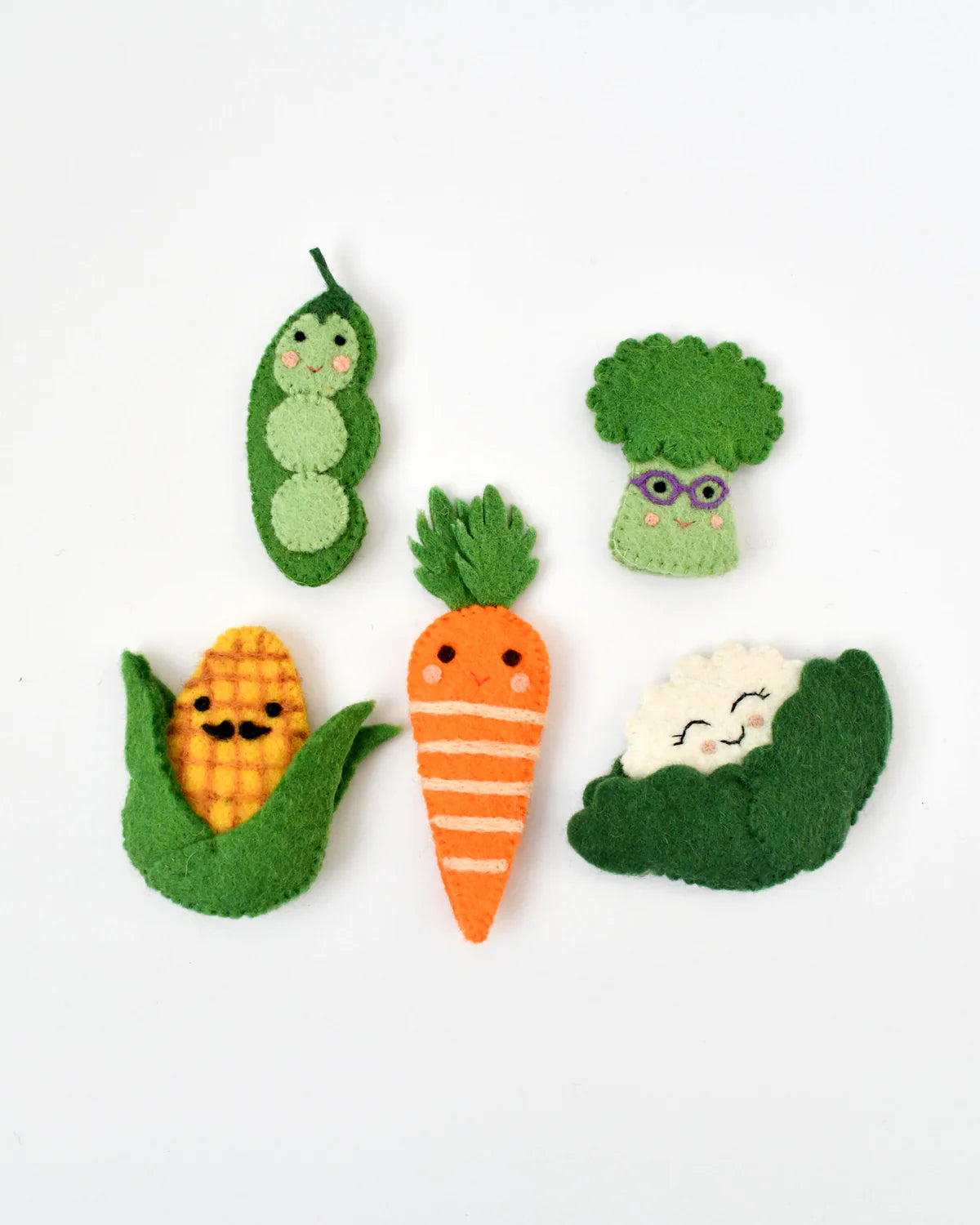 TARA TREASURES FELT VEGETABLE FINGER PUPPET SET