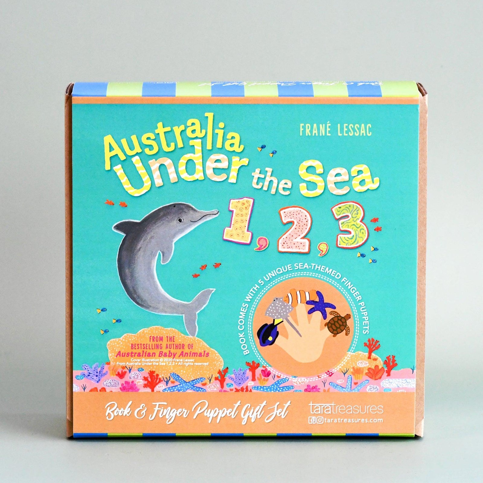 TARA TREASURES AUSTRALIA UNDER THE SEA 1 2 3 BOOK AND FINGER PUPPET SET
