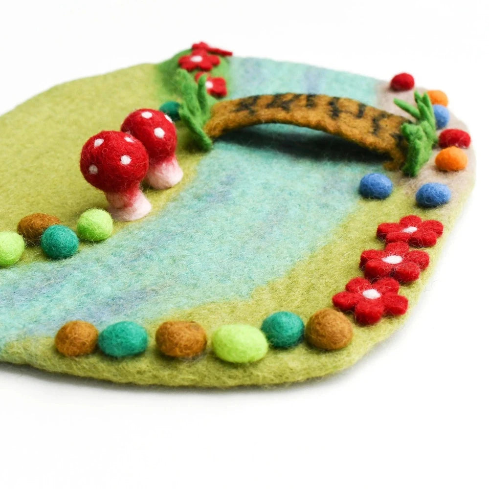 TARA TREASURES FELT PLAYSCAPE SMALL FAIRY RIVER AND BRIDGE