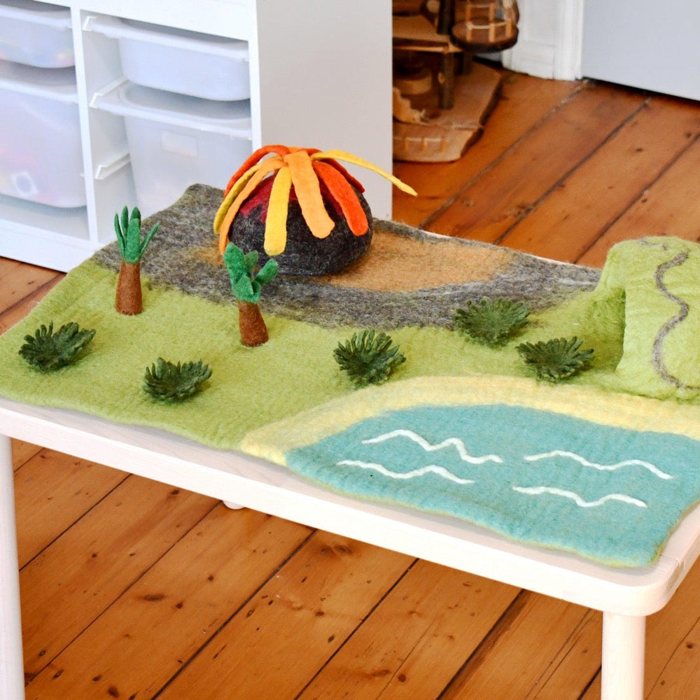 TARA TREASURES FELT PLAY MAT LARGE DINOSAUR INC VOLCANO