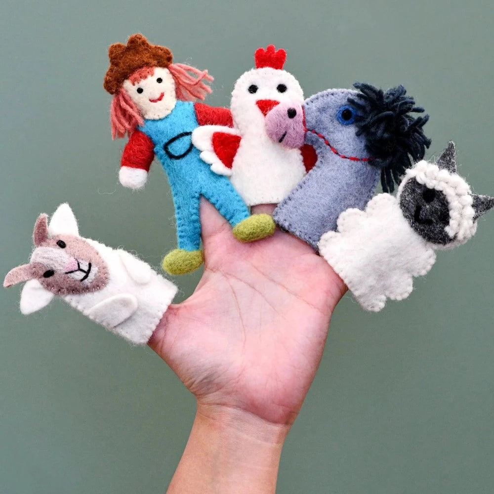 TARA TREASURES FELT FINGER PUPPET SET OLD MACDONALD FARM SET B