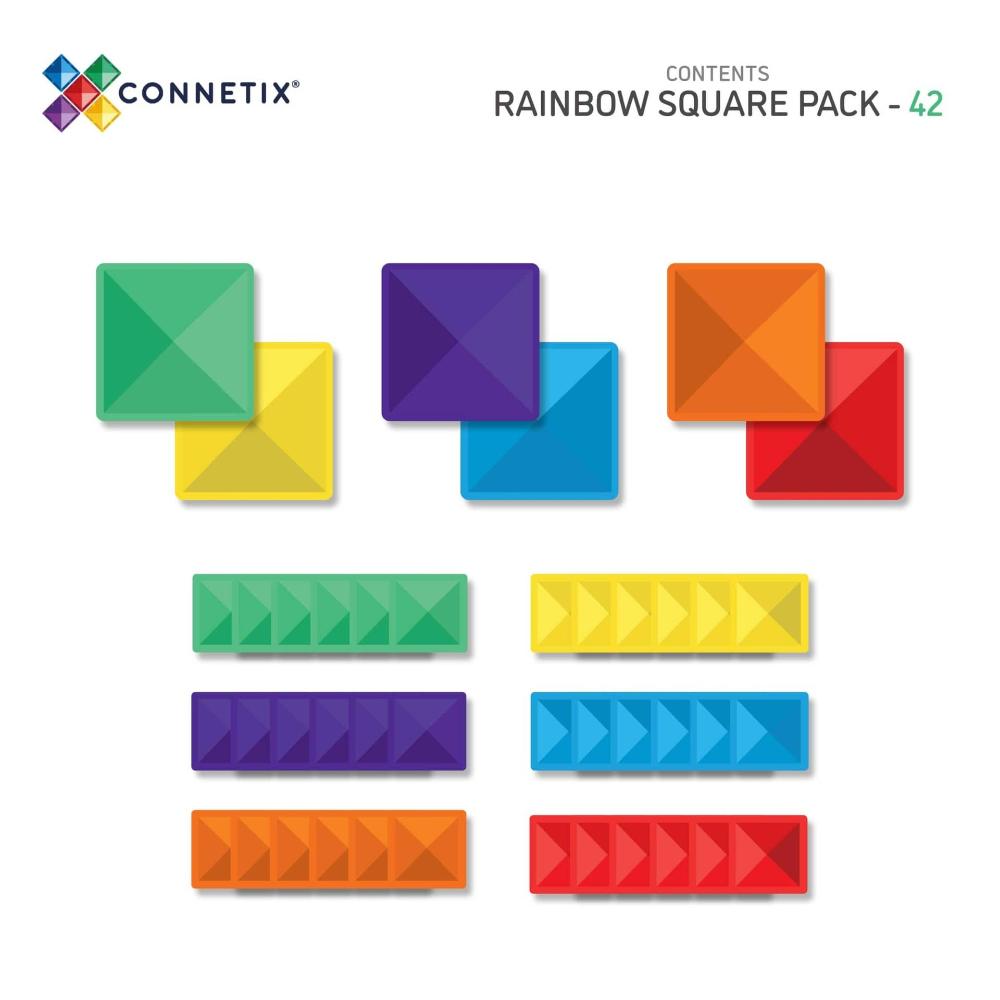 CONNETIX RAINBOW 42 PIECE SQUARE PACK