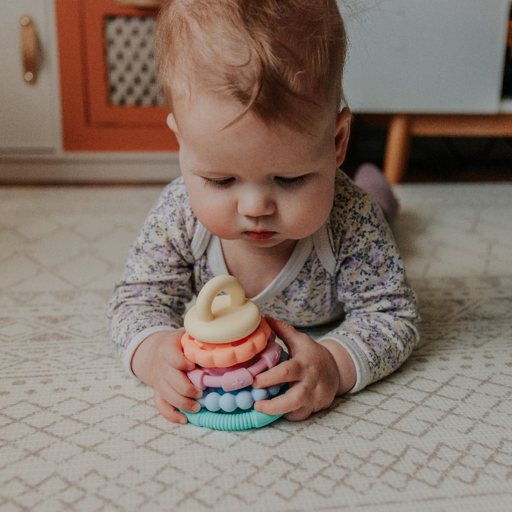 JELLYSTONE DESIGNS SILICONE RAINBOW STACKER AND TEETHER PASTEL