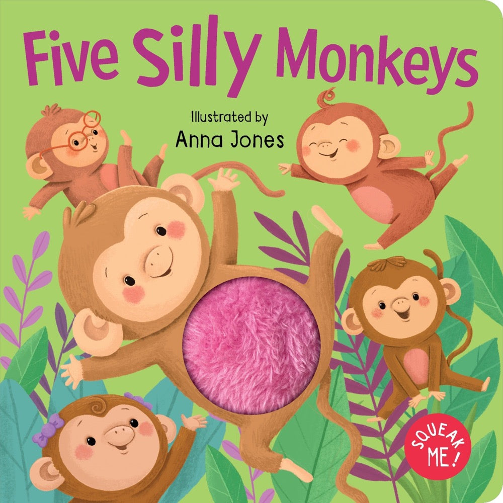LAKE PRESS BOOKS SQUEAKY PLUSH BOOK FIVE SILLY MONKEYS