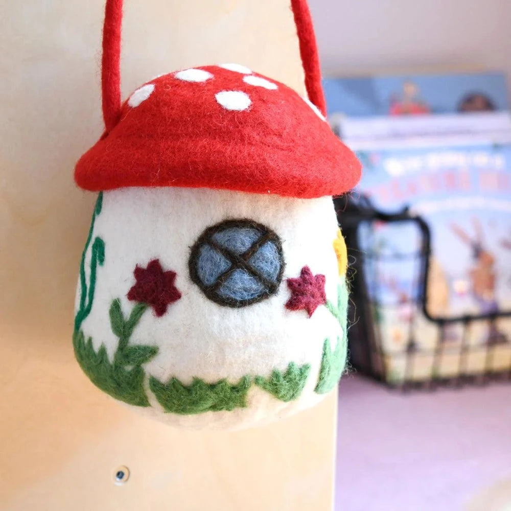 TARA TREASURES FELT MUSHROOM TOADSTOOL BAG