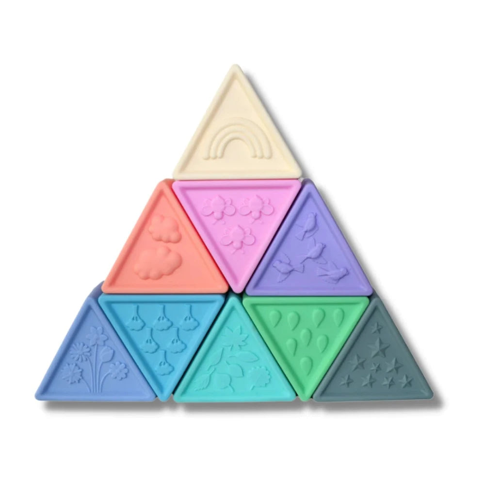 JELLYSTONE DESIGNS SILICONE TRIBLOX SET RAINBOW PASTEL