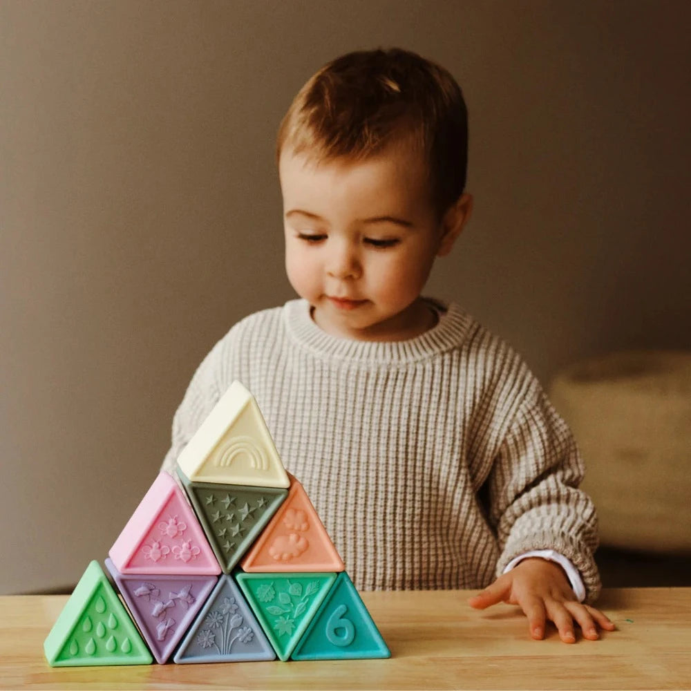 JELLYSTONE DESIGNS SILICONE TRIBLOX SET RAINBOW PASTEL