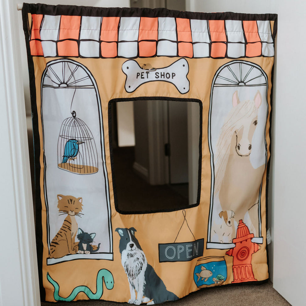 THE COZY CUBE PLAY PANELS REVERSIBLE PET SHOP AND VET