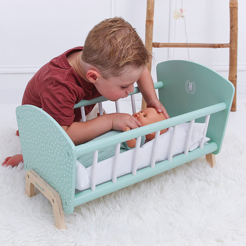 JANOD WOODEN DOLLS BED