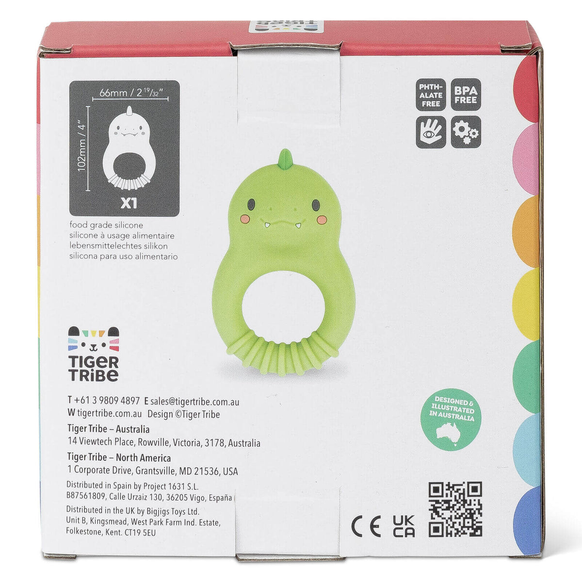TIGER TRIBE SILICONE TEETHER DINO