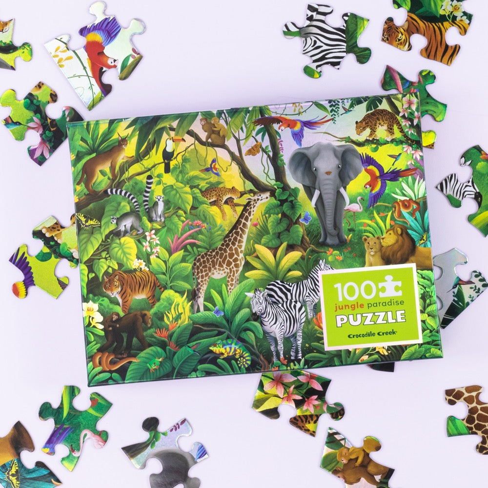 CROCODILE CREEK HOLOGRAPHIC PUZZLE JUNGLE PARADISE 100 PIECE