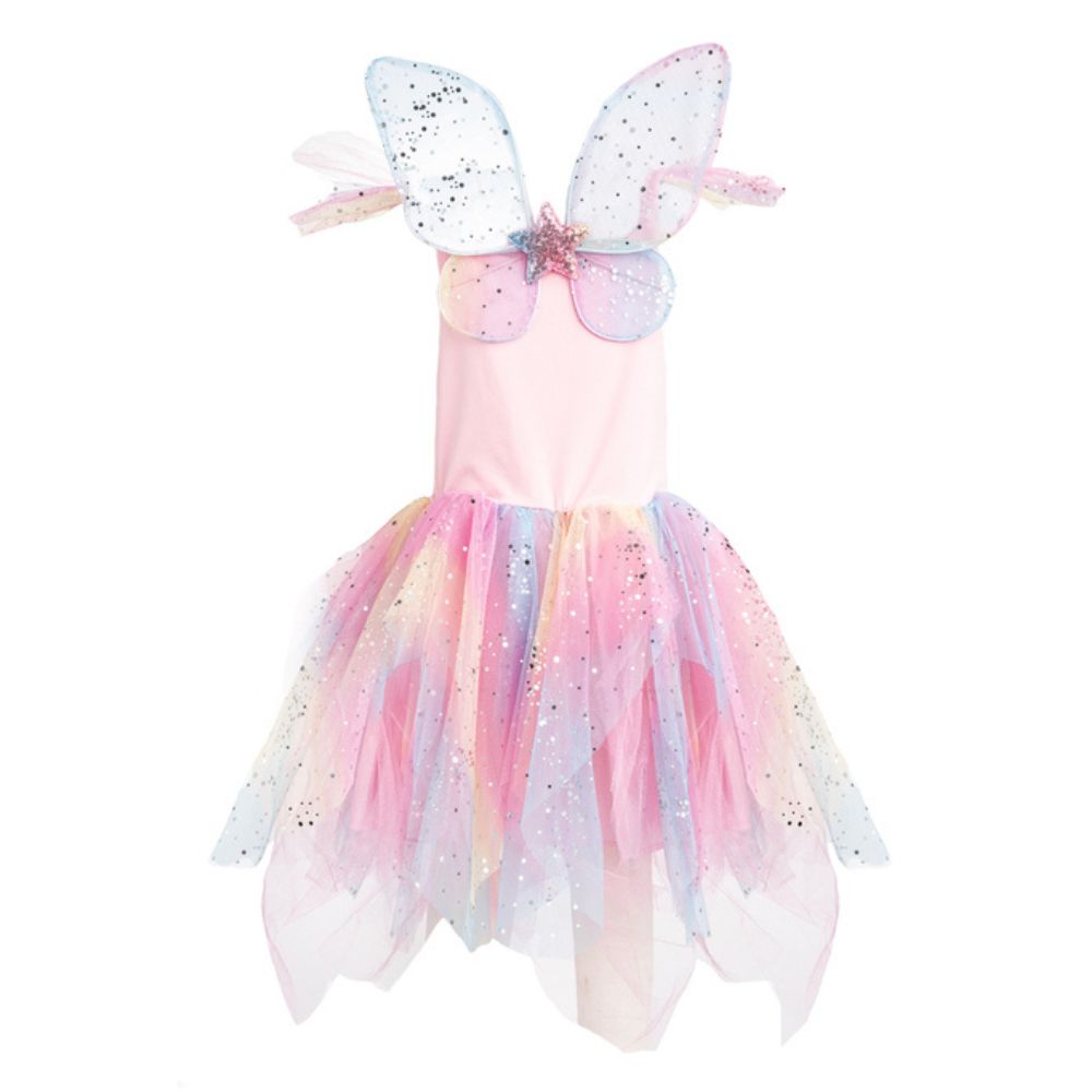 GREAT PRETENDER RAINBOW FAIRY DRESS WITH WINGS SIZE 5-6