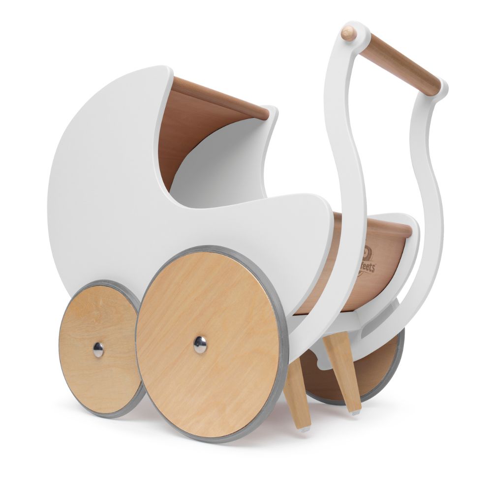 KINDERFEETS WALKER PRAM WOODEN WHITE