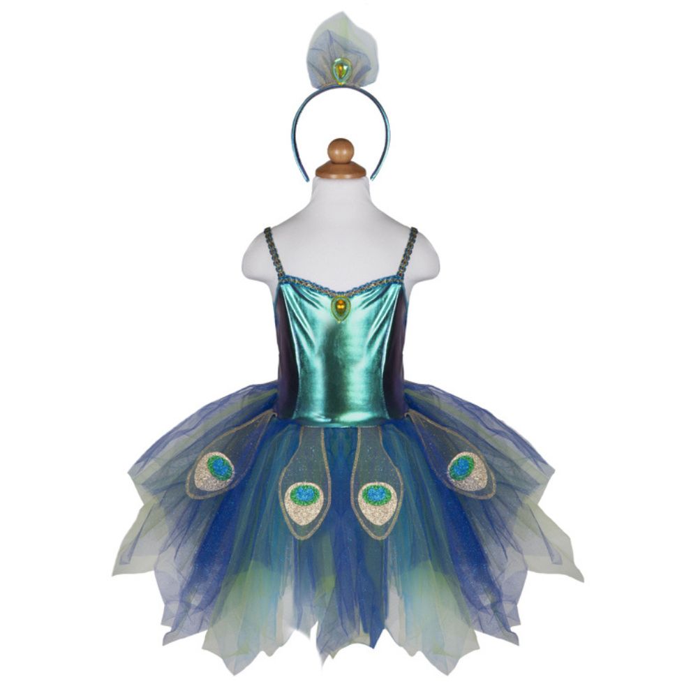 GREAT PRETENDER PRETTY PEACOCK DRESS AND HEADBAND SIZE 5-6
