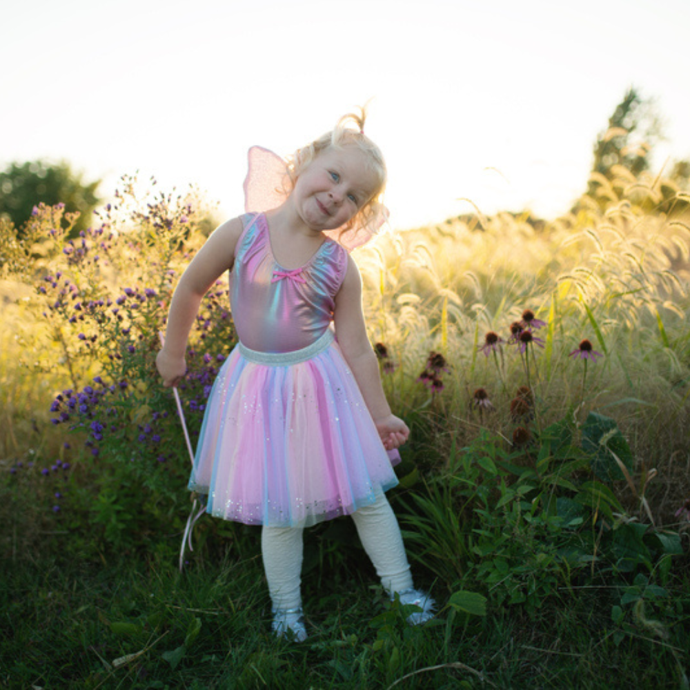 GREAT PRETENDER RAINBOW SEQUINS SKIRT WITH WINGS AND WAND SIZE 4-6