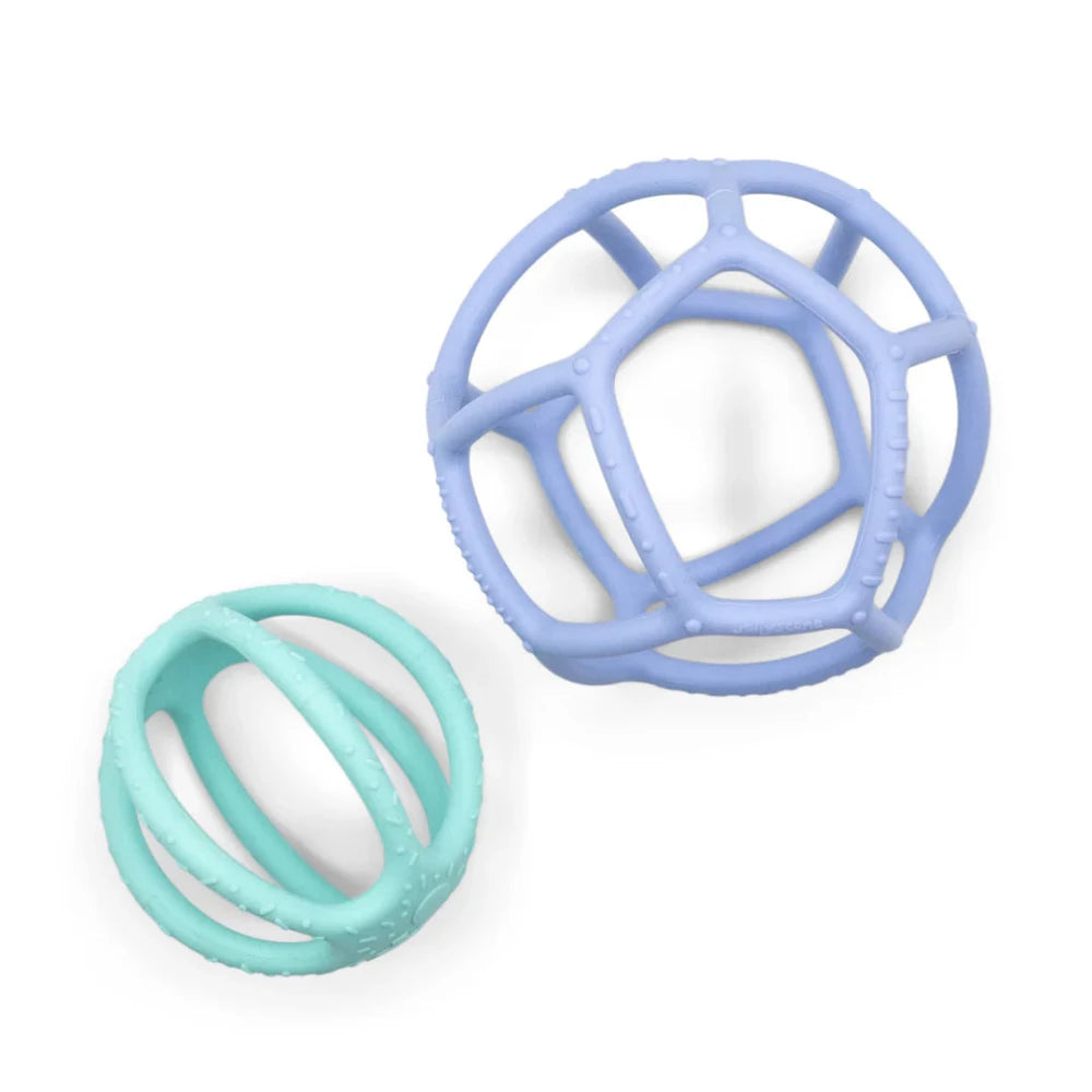 JELLYSTONE DESIGNS SILICONE SENSORY BALL 2 PACK SOFT BLUE AND MINT