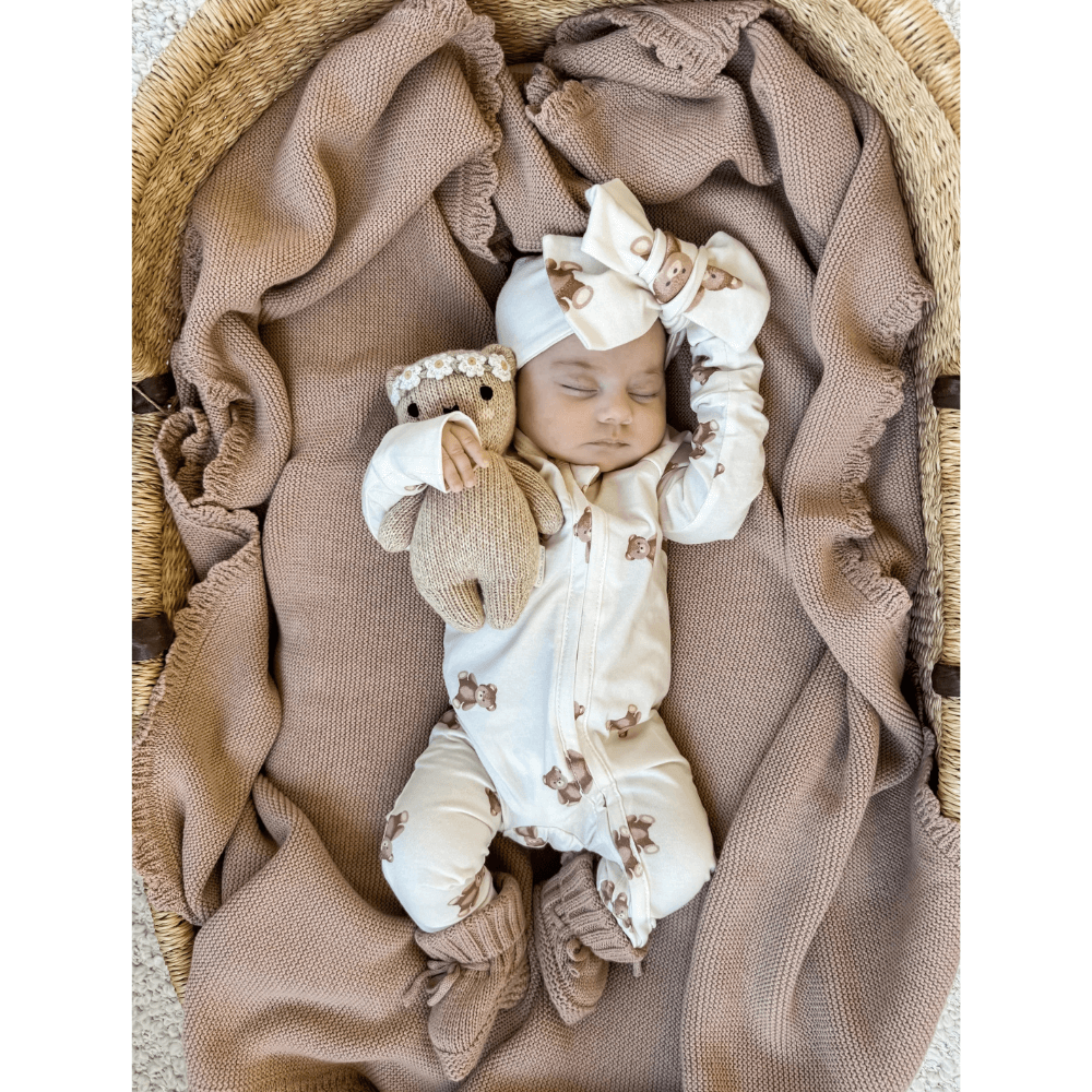 LITTLE AND FERN TEDDIES ZIP ROMPER